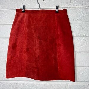 Genuine Vintage Suede Bright Red Mini Skirt Waist 28 or 27 Fully Lined 4 women’s